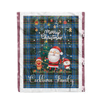 Personalized Gift Tartan Plaid Blanket Clan Cockburn With Funny Santa Snowman Reindeer Merry Christmas Fleece Blanket, Home Living Room, Plaid Blanket, Tartan Blanket, Scottish Blanket, Buffalo fleece blanket, Christmas Blanket