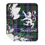 Sherpa Blanket - Tartan Blanket Thistle and Lion Scottish Clan MacRae Hunting Modern Plaid Blanket, plaid sherpa blanket queen,purple sherpa blanket,queen sherpa blanket,queen size sherpa blanket,red sherpa blanket,scottish tartan blankets,sherpa blanket,sherpa christmas blanket
