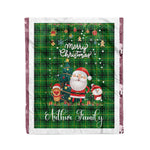 Personalized Gift Tartan Plaid Blanket Clan Arthur With Funny Santa Snowman Reindeer Merry Christmas Fleece Blanket, Home Living Room, Plaid Blanket, Tartan Blanket, Scottish Blanket, Buffalo fleece blanket, Christmas Blanket