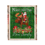 Personalized Gift Plaid Tartan Blanket Clan Don With Moose Lover Xmas Gift Santa Riding Christmas Fleece Blanket