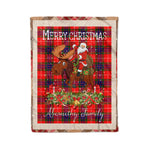 Personalized Gift Plaid Tartan Blanket Clan Abernethy With Moose Lover Xmas Gift Santa Riding Christmas Fleece Blanket