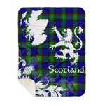 Sherpa Blanket - Tartan Blanket Thistle and Lion Scottish Clan Sempill Plaid Blanket, plaid sherpa blanket queen,purple sherpa blanket,queen sherpa blanket,queen size sherpa blanket,red sherpa blanket,scottish tartan blankets,sherpa blanket,sherpa christmas blanket