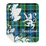 Sherpa Blanket - Tartan Blanket Thistle and Lion Scottish Clan Arbuthnott Hunting Plaid Blanket, plaid sherpa blanket queen,purple sherpa blanket,queen sherpa blanket,queen size sherpa blanket,red sherpa blanket,scottish tartan blankets,sherpa blanket,sherpa christmas blanket
