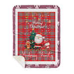 Personalized Gift Tartan Plaid Blanket Clan Moubray With Funny Santa Snowman Reindeer Merry Christmas Gift Sherpa Blanket, blue plaid sherpa blanket,blue tartan sherpa blanket,Buchan,buffalo plaid sherpa blanket,christmas sherpa blanket,Christmas Throw Blanket