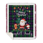 Personalized Gift Tartan Plaid Blanket Clan Campbell Of Cawdor Modern With Funny Santa Snowman Reindeer Merry Christmas Gift Sherpa Blanket, blue plaid sherpa blanket,blue tartan sherpa blanket,Buchan,buffalo plaid sherpa blanket,christmas sherpa blanket,Christmas Throw Blanket