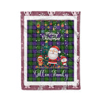 Personalized Gift Tartan Plaid Blanket Clan Gillon With Funny Santa Snowman Reindeer Merry Christmas Fleece Blanket, Christmas Blanket, Plaid Blanket, Tartan Blanket,Scottish Blanket