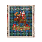 Personalized Gift Plaid Tartan Blanket Clan Smith Ancient With Moose Lover Xmas Gift Santa Riding Christmas Fleece Blanket