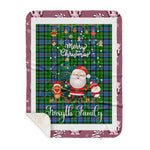 Personalized Gift Tartan Plaid Blanket Clan Forsyth Modern With Funny Santa Snowman Reindeer Merry Christmas Gift Sherpa Blanket, blue plaid sherpa blanket,blue tartan sherpa blanket,Buchan,buffalo plaid sherpa blanket,christmas sherpa blanket,Christmas Throw Blanket