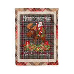 Personalized Gift Plaid Tartan Blanket Clan Nicolson Hunting Weathered With Moose Lover Xmas Gift Santa Riding Christmas Fleece Blanket