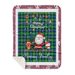 Personalized Gift Tartan Plaid Blanket Clan Murray of Atholl Ancient With Funny Santa Snowman Reindeer Merry Christmas Gift Sherpa Blanket, blue plaid sherpa blanket,blue tartan sherpa blanket,Buchan,buffalo plaid sherpa blanket,christmas sherpa blanket,Christmas Throw Blanket