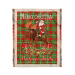 Personalized Gift Plaid Tartan Blanket Clan MacGregor With Moose Lover Xmas Gift Santa Riding Christmas Fleece Blanket