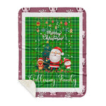 Personalized Gift Tartan Plaid Blanket Clan Galloway Hunting With Funny Santa Snowman Reindeer Merry Christmas Gift Sherpa Blanket, blue plaid sherpa blanket,blue tartan sherpa blanket,Buchan,buffalo plaid sherpa blanket,christmas sherpa blanket,Christmas Throw Blanket