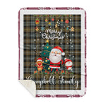 Personalized Gift Tartan Plaid Blanket Clan Campbell Argyll Weathered With Funny Santa Snowman Reindeer Merry Christmas Gift Sherpa Blanket, blue plaid sherpa blanket,blue tartan sherpa blanket,Buchan,buffalo plaid sherpa blanket,christmas sherpa blanket,Christmas Throw Blanket