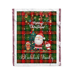 Personalized Gift Tartan Plaid Blanket Clan Blackstock With Funny Santa Snowman Reindeer Merry Christmas Fleece Blanket, Home Living Room, Plaid Blanket, Tartan Blanket, Scottish Blanket, Buffalo fleece blanket, Christmas Blanket