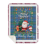 Personalized Gift Tartan Plaid Blanket Clan MacHardy With Funny Santa Snowman Reindeer Merry Christmas Gift Sherpa Blanket, blue plaid sherpa blanket,blue tartan sherpa blanket,Buchan,buffalo plaid sherpa blanket,christmas sherpa blanket,Christmas Throw Blanket