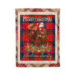 Personalized Gift Plaid Tartan Blanket Clan Nicolson Modern With Moose Lover Xmas Gift Santa Riding Christmas Fleece Blanket
