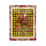Personalized Gift Plaid Tartan Blanket Clan Jardine Yellow With Moose Lover Xmas Gift Santa Riding Christmas Fleece Blanket