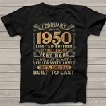 71st Birthday Shirt Vintage February 1950 Years Old Birthday Gift Ideas Birthday Shirt - Scotstee Shop