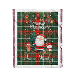 Personalized Gift Tartan Plaid Blanket Clan Prince Of Wales With Funny Santa Snowman Reindeer Merry Christmas Fleece Blanket, Home Living Room, Plaid Blanket, Tartan Blanket, Scottish Blanket, Buffalo fleece blanket, Christmas Blanket-Recovered