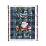 Personalized Gift Tartan Plaid Blanket Clan Angus Ancient With Funny Santa Snowman Reindeer Merry Christmas Fleece Blanket, Home Living Room, Plaid Blanket, Tartan Blanket, Scottish Blanket, Buffalo fleece blanket, Christmas Blanket