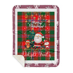 Personalized Gift Tartan Plaid Blanket Clan Dalzell With Funny Santa Snowman Reindeer Merry Christmas Gift Sherpa Blanket, blue plaid sherpa blanket,blue tartan sherpa blanket,Buchan,buffalo plaid sherpa blanket,christmas sherpa blanket,Christmas Throw Blanket