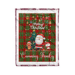 Personalized Gift Tartan Plaid Blanket Clan Cumming Modern With Funny Santa Snowman Reindeer Merry Christmas Fleece Blanket, Home Living Room, Plaid Blanket, Tartan Blanket, Scottish Blanket, Buffalo fleece blanket, Christmas Blanket