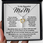 To My Beautiful Mom Necklace The Best Mom Anyone Could Wish For, Mother's Day Cross Necklace