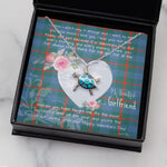 Sea Turtle Necklace Gift for My Beautiful Girlfriend Valentines Necklace Clan Agnew Ancient Tartan Blue Turtle Necklace