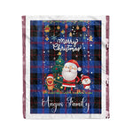 Personalized Gift Tartan Plaid Blanket Clan Angus Modern With Funny Santa Snowman Reindeer Merry Christmas Fleece Blanket, Home Living Room, Plaid Blanket, Tartan Blanket, Scottish Blanket, Buffalo fleece blanket, Christmas Blanket
