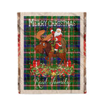 Personalized Gift Plaid Tartan Blanket Clan Reid With Moose Lover Xmas Gift Santa Riding Christmas Fleece Blanket