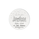 Scotstee Shop - Personalize Name Family New Home Modern Minimalist Christmas Ceramic Ornament, Our First Christmas Circle Ornament