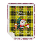 Personalized Gift Tartan Plaid Blanket Clan MacLachlan Yellow With Funny Santa Snowman Reindeer Merry Christmas Gift Sherpa Blanket, blue plaid sherpa blanket,blue tartan sherpa blanket,Buchan,buffalo plaid sherpa blanket,christmas sherpa blanket,Christmas Throw Blanket