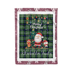 Personalized Gift Tartan Plaid Blanket Clan Blackadder With Funny Santa Snowman Reindeer Merry Christmas Fleece Blanket, Home Living Room, Plaid Blanket, Tartan Blanket, Scottish Blanket, Buffalo fleece blanket, Christmas Blanket
