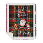 Personalized Gift Tartan Plaid Blanket Clan Stewart High Stewards With Funny Santa Snowman Reindeer Merry Christmas Gift Sherpa Blanket, blue plaid sherpa blanket,blue tartan sherpa blanket,Buchan,buffalo plaid sherpa blanket,christmas sherpa blanket,Christmas Throw Blanket