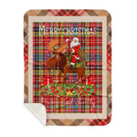 Personalized Gift Plaid Tartan Blanket Clan Drummond Of Strathallan With Moose Lover Xmas Gift Santa Riding Buffalo Plaid Christmas Sherpa Blanket