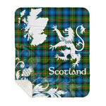 Sherpa Blanket - Tartan Blanket Thistle and Lion Scottish Clan Grant Hunting Plaid Blanket, plaid sherpa blanket queen,purple sherpa blanket,queen sherpa blanket,queen size sherpa blanket,red sherpa blanket,scottish tartan blankets,sherpa blanket,sherpa christmas blanket