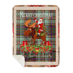 Personalized Gift Plaid Tartan Blanket Clan MacAndrew With Moose Lover Xmas Gift Santa Riding Buffalo Plaid Christmas Sherpa Blanket