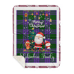 Personalized Gift Tartan Plaid Blanket Clan Elphinstone With Funny Santa Snowman Reindeer Merry Christmas Gift Sherpa Blanket, blue plaid sherpa blanket,blue tartan sherpa blanket,Buchan,buffalo plaid sherpa blanket,christmas sherpa blanket,Christmas Throw Blanket
