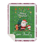 Personalized Gift Tartan Plaid Blanket Clan Currie With Funny Santa Snowman Reindeer Merry Christmas Gift Sherpa Blanket, blue plaid sherpa blanket,blue tartan sherpa blanket,Buchan,buffalo plaid sherpa blanket,christmas sherpa blanket,Christmas Throw Blanket