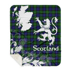 Sherpa Blanket - Tartan Blanket Thistle and Lion Scottish Clan MacEwen Hunting Plaid Blanket, plaid sherpa blanket queen,purple sherpa blanket,queen sherpa blanket,queen size sherpa blanket,red sherpa blanket,scottish tartan blankets,sherpa blanket,sherpa christmas blanket