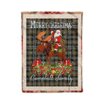 Personalized Gift Plaid Tartan Blanket Clan Campbell Argyll Weathered With Moose Lover Xmas Gift Santa Riding Christmas Fleece Blanket