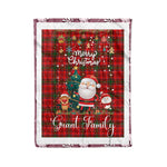 Personalized Gift Tartan Plaid Blanket Clan Grant With Funny Santa Snowman Reindeer Merry Christmas Fleece Blanket, Christmas Blanket, Plaid Blanket, Tartan Blanket,Scottish Blanket