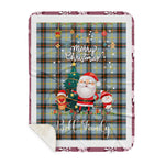 Personalized Gift Tartan Plaid Blanket Clan Bell With Funny Santa Snowman Reindeer Merry Christmas Gift Sherpa Blanket, blue plaid sherpa blanket,blue tartan sherpa blanket,Buchan,buffalo plaid sherpa blanket,christmas sherpa blanket,Christmas Throw Blanket