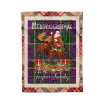 Personalized Gift Plaid Tartan Blanket Clan Taylor With Moose Lover Xmas Gift Santa Riding Christmas Fleece Blanket