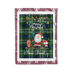 Personalized Gift Tartan Plaid Blanket Clan Mow With Funny Santa Snowman Reindeer Merry Christmas Fleece Blanket, Home Living Room, Plaid Blanket, Tartan Blanket, Scottish Blanket, Buffalo fleece blanket, Christmas Blanket