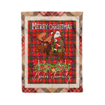 Personalized Gift Plaid Tartan Blanket Clan Bain With Moose Lover Xmas Gift Santa Riding Christmas Fleece Blanket