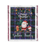 Personalized Gift Tartan Plaid Blanket Clan Guthrie With Funny Santa Snowman Reindeer Merry Christmas Fleece Blanket, Christmas Blanket, Plaid Blanket, Tartan Blanket,Scottish Blanket