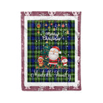 Personalized Gift Tartan Plaid Blanket Clan Monteith Hunting With Funny Santa Snowman Reindeer Merry Christmas Fleece Blanket, Home Living Room, Plaid Blanket, Tartan Blanket, Scottish Blanket, Buffalo fleece blanket, Christmas Blanket