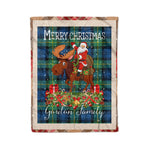 Personalized Gift Plaid Tartan Blanket Clan Gordon Ancient With Moose Lover Xmas Gift Santa Riding Christmas Fleece Blanket
