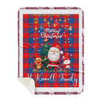 Personalized Gift Tartan Plaid Blanket Clan McKerrell Red With Funny Santa Snowman Reindeer Merry Christmas Gift Sherpa Blanket, blue plaid sherpa blanket,blue tartan sherpa blanket,Buchan,buffalo plaid sherpa blanket,christmas sherpa blanket,Christmas Throw Blanket